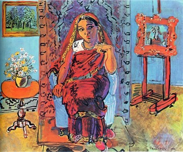 人気のインド料理 Painting - インド人女性とのインテリア 1930